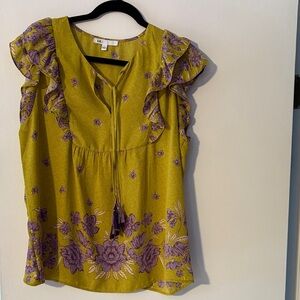 DR2 Yellow and Purple Floral Blouse